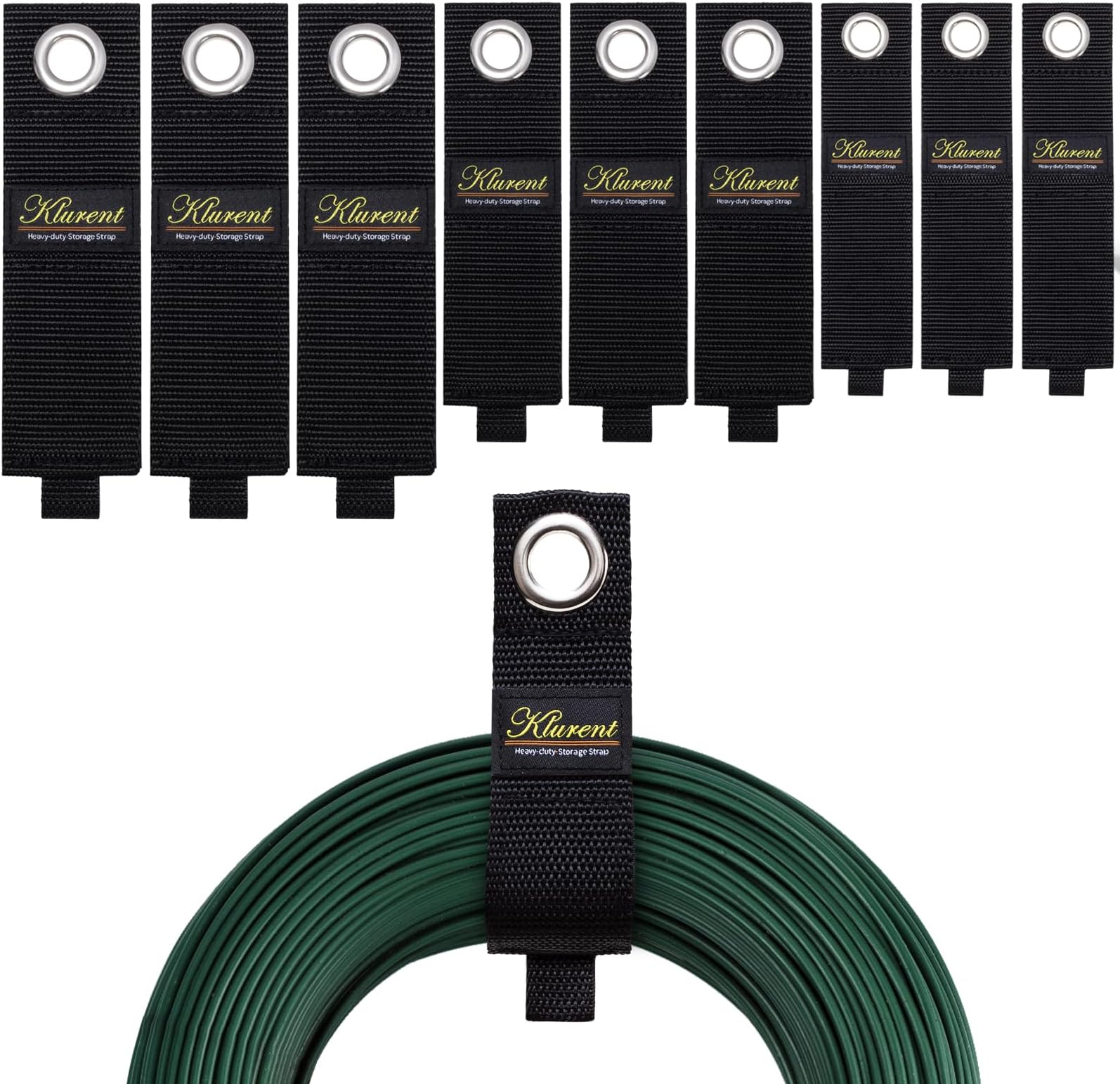 9 Pack Heavy-Duty Wrap-It Storage Straps for Cords, Various Size Super Value Extension Cord Straps, Reusable Workshop and Garage Organizers and Storage for Cable, Hose, Power Cord and Rope