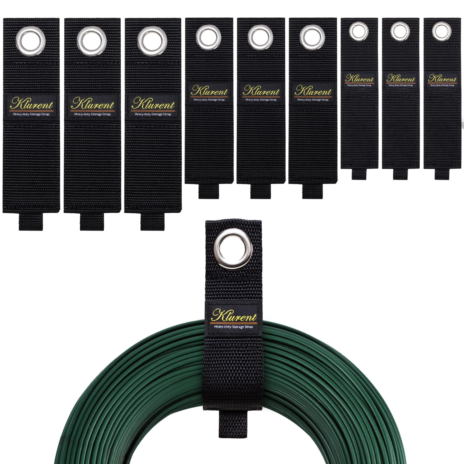 9 Pack Heavy-Duty Wrap-It Storage Straps for Cords, Various Size Super Value Extension Cord Straps, Reusable Workshop and Garage Organizers and Storage for Cable, Hose, Power Cord and Rope