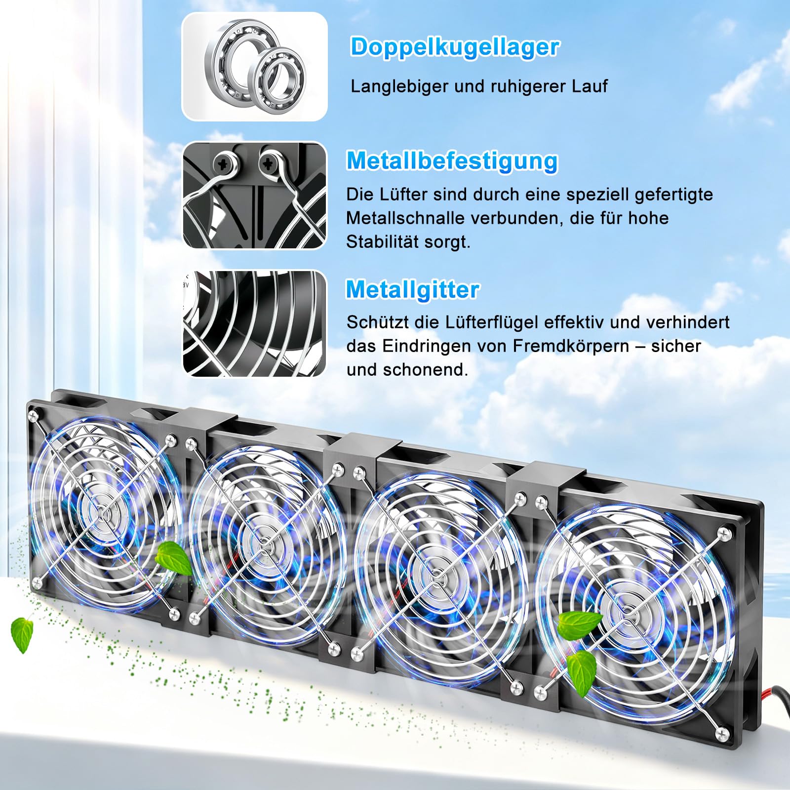 480mm Ventilateur PC 12V, Ventilateur Ordinateur, 3000 RPM