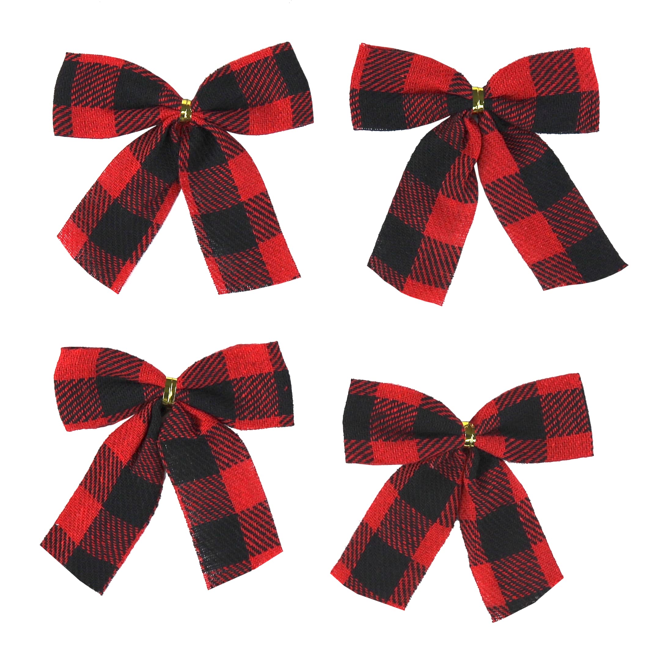 Iconikal Mini-Stoffschleifen, rotes Büffelkaro, 8,9 x 8,9 cm, 72 Stück