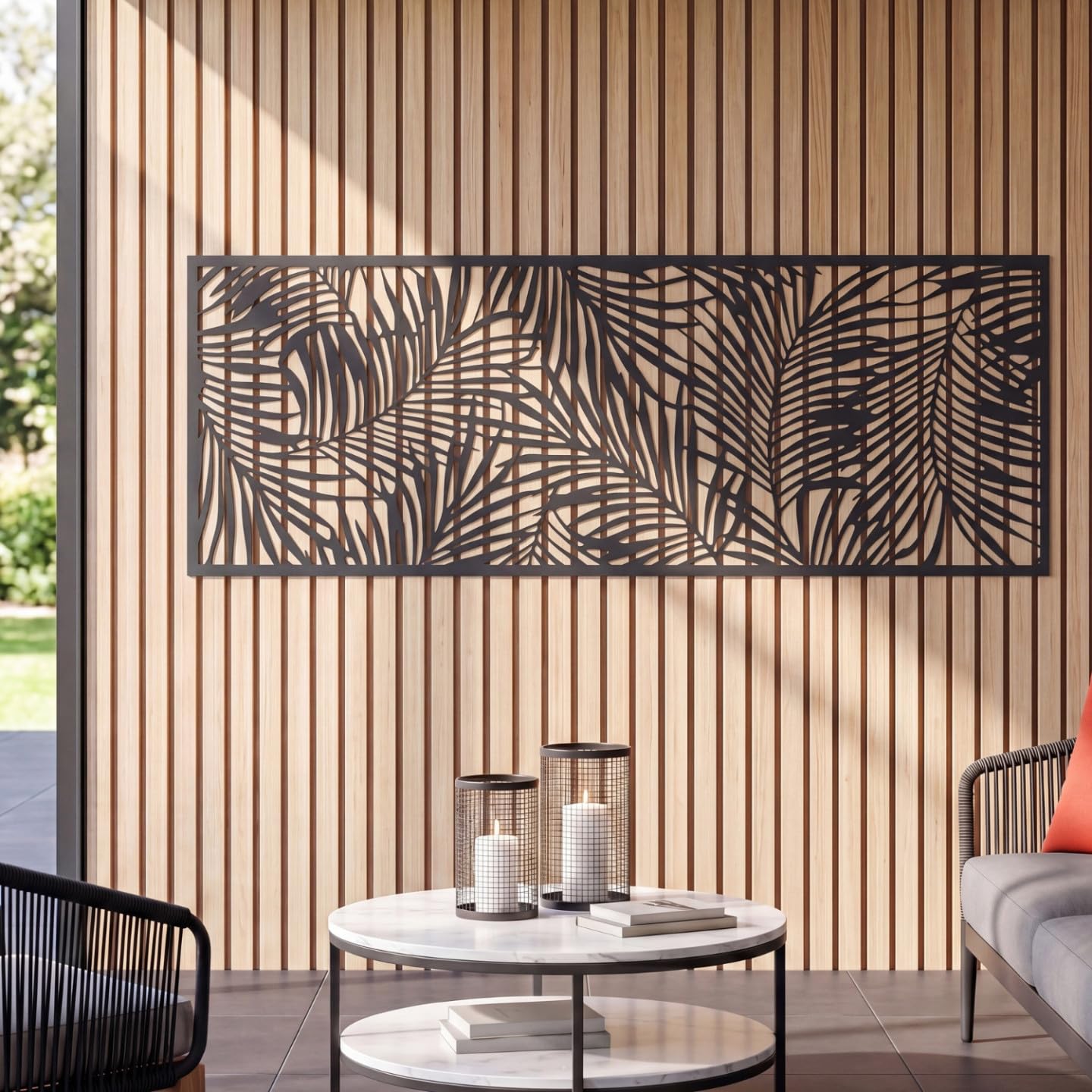 IDMarket - Panneau décoratif universel 150 x 50 cm PALM gris