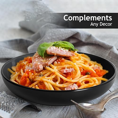 Miniatura 3 de MIAMIO Le Papillon - Juego de 6 cuencos para pastaensalada de 30 onzas  8.5 pulgadas, platos de pasta anchos y poco profundos, platos profundos de