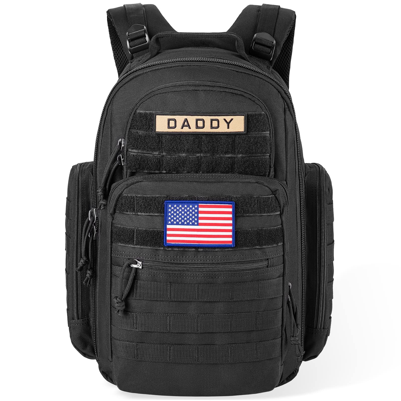 SHARKMOUTH Diaper Bag Backpack for Dad and Mom, Military Molle diaper Pack with Insulated Bottle Holders and Wipe Pocket