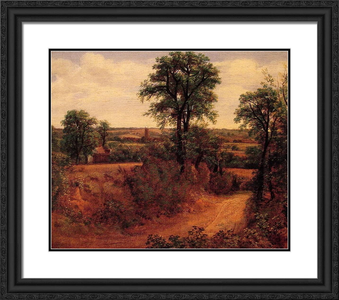 ArtDirect Gainsborough, Thomas 22x20 Gold Ornate Framed Art Print with Double Matting Titled: Fen Bridge Lane