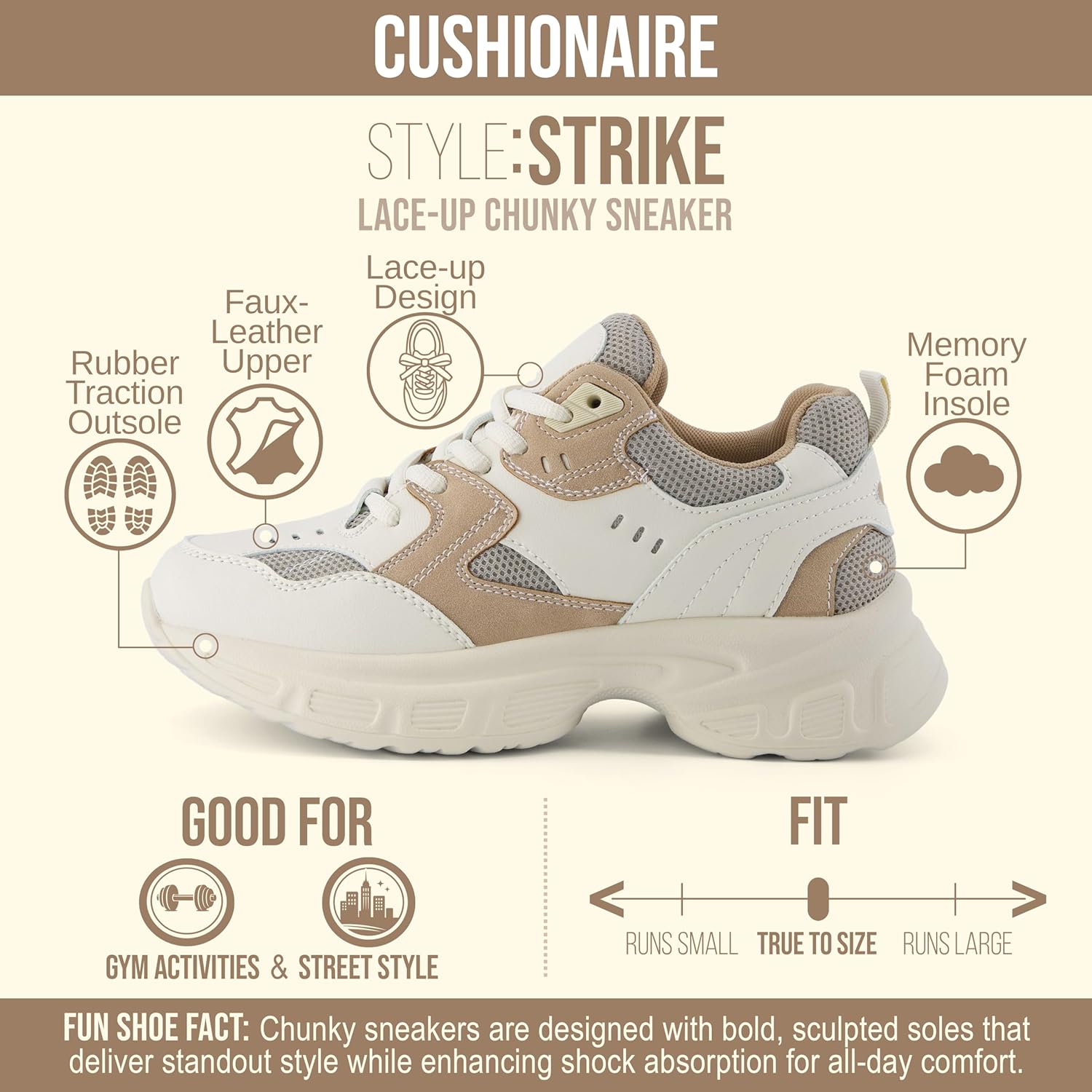 CUSHIONAIRE Women's Strike Chunky Sneaker +Memory Foam, Wide Widths Available - Image 4