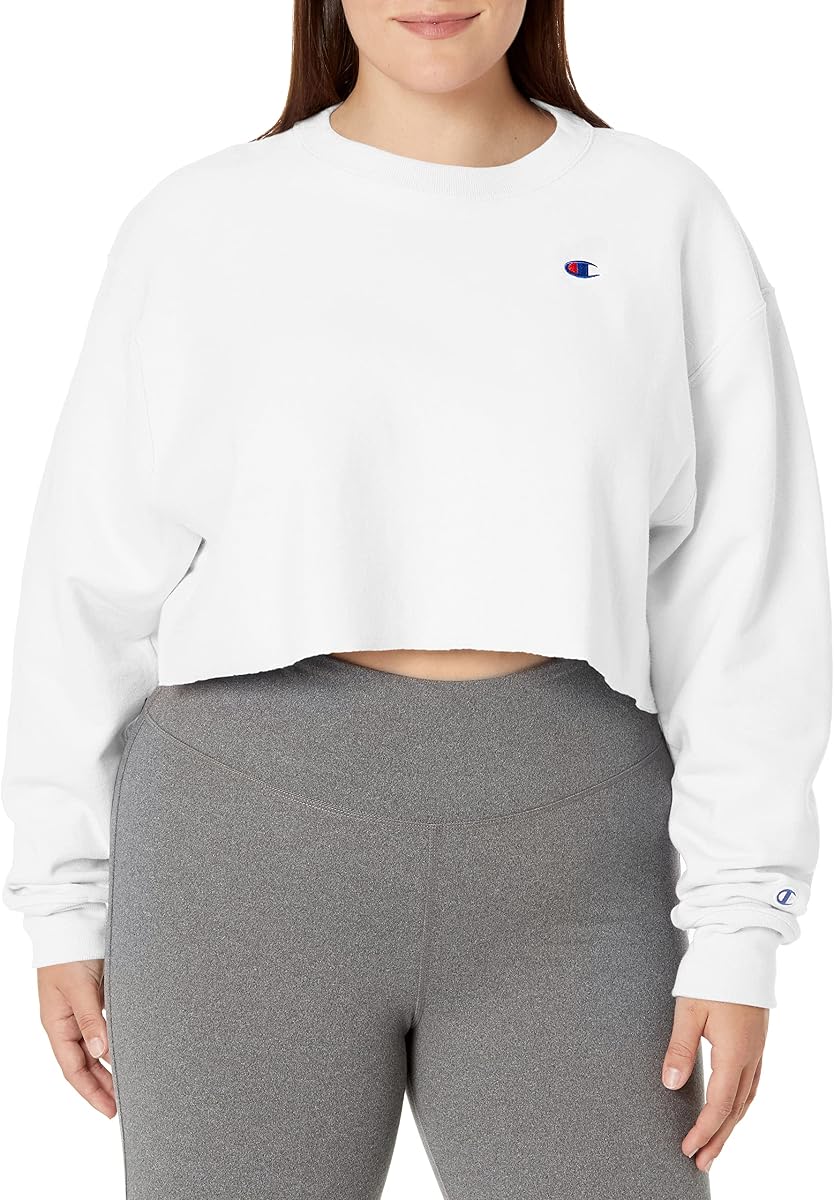 Sudadera con cuello redondo y tejido inverso para mujer