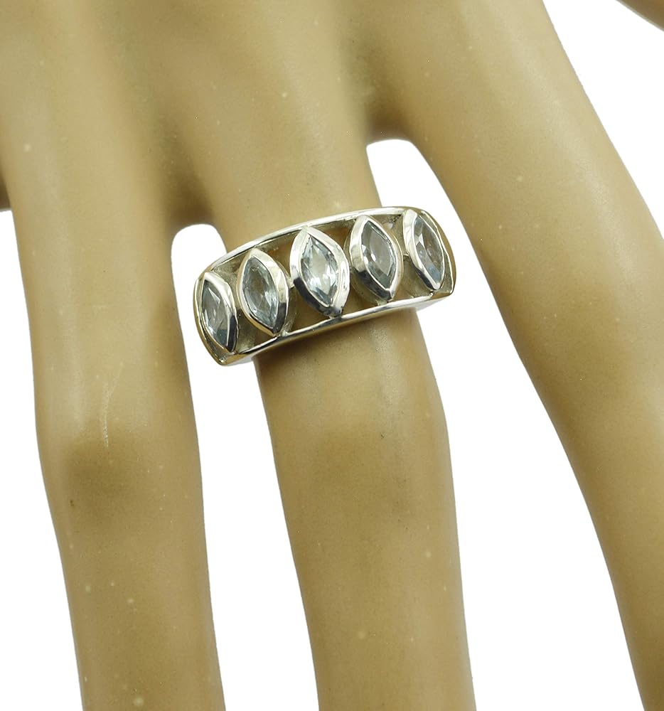 RIYO Anello In Argento 925 Con Pietra Blu Iolite Naturale - Gioiello Unico Regalo Per Lei - Idea Compleanno O Fidanzamento