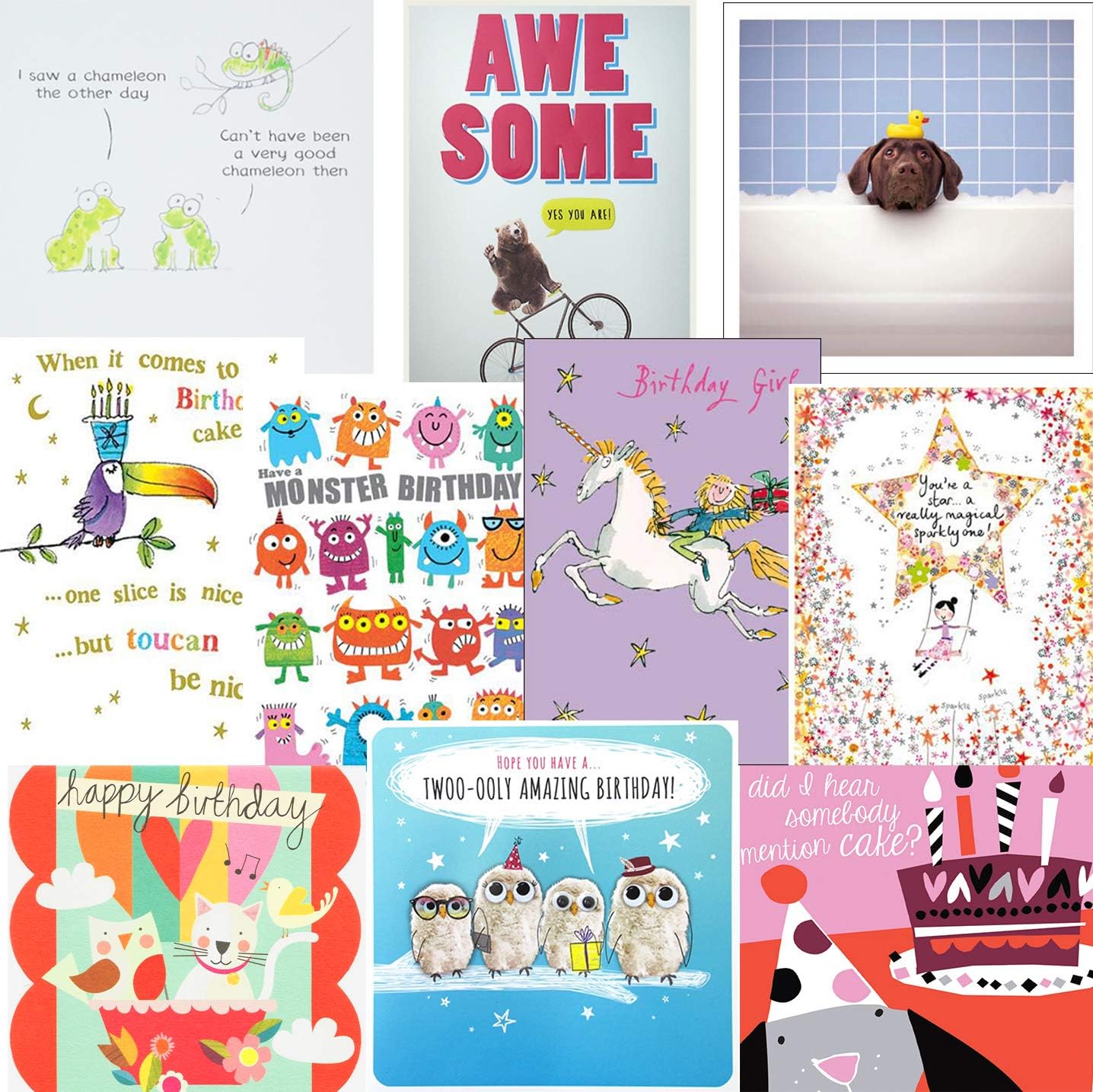 Squashed Tomato birthday cards pack Party time 2 10 children's