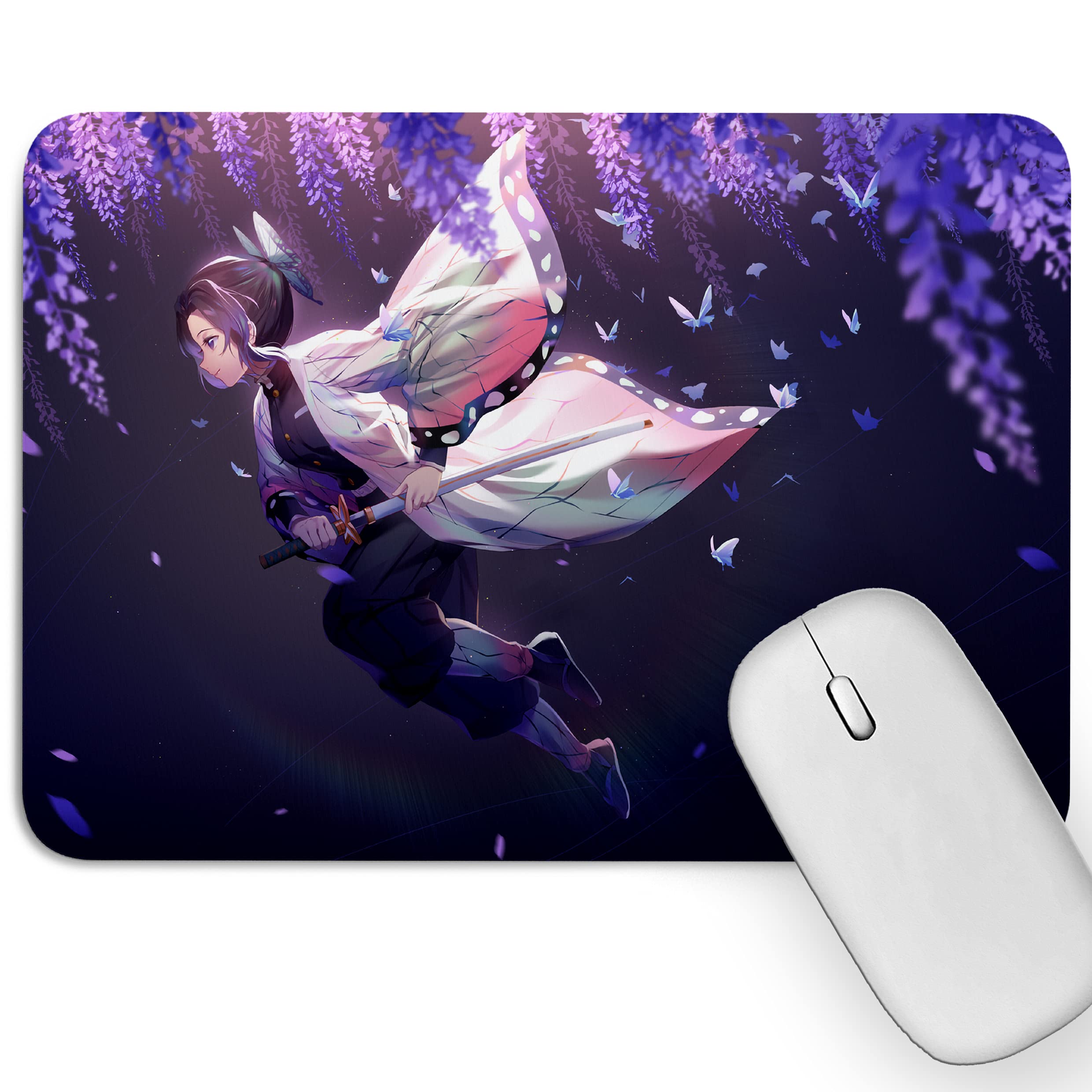ArtichArtich Designer Gaming Mouse Pad for Office Laptop/Computer with Super Soft Non-Slip Rubber Base and Lycra Cloth Surface for Silky Touch (Insect hashira Shinobu kocho Demon Slayer)