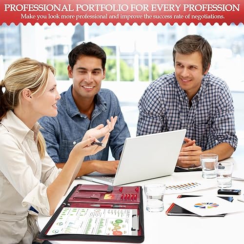 Vista 14 de Darolin [Cierre seguro] Portafolio Padfolio Organizador Carpeta con Portapapeles, Entrevista de Negocios de Cuero para Documentos de Reanudar