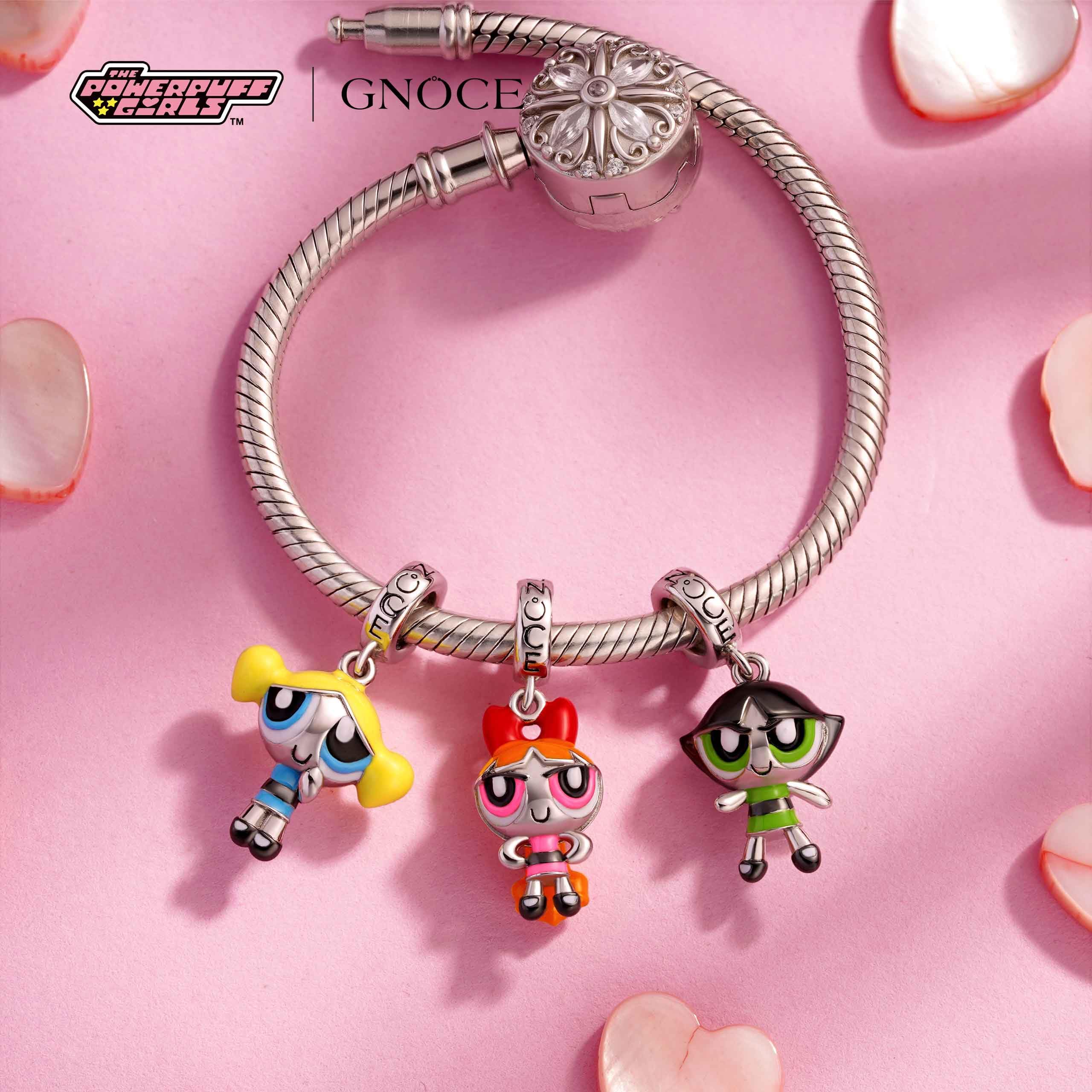 GNOCE Charm Anhänger Die Powerpuff Girls Buttercup Anhänger 925 Sterlingsilber Beads Charms für Frauen und Mädchen Schmuckgeschenk