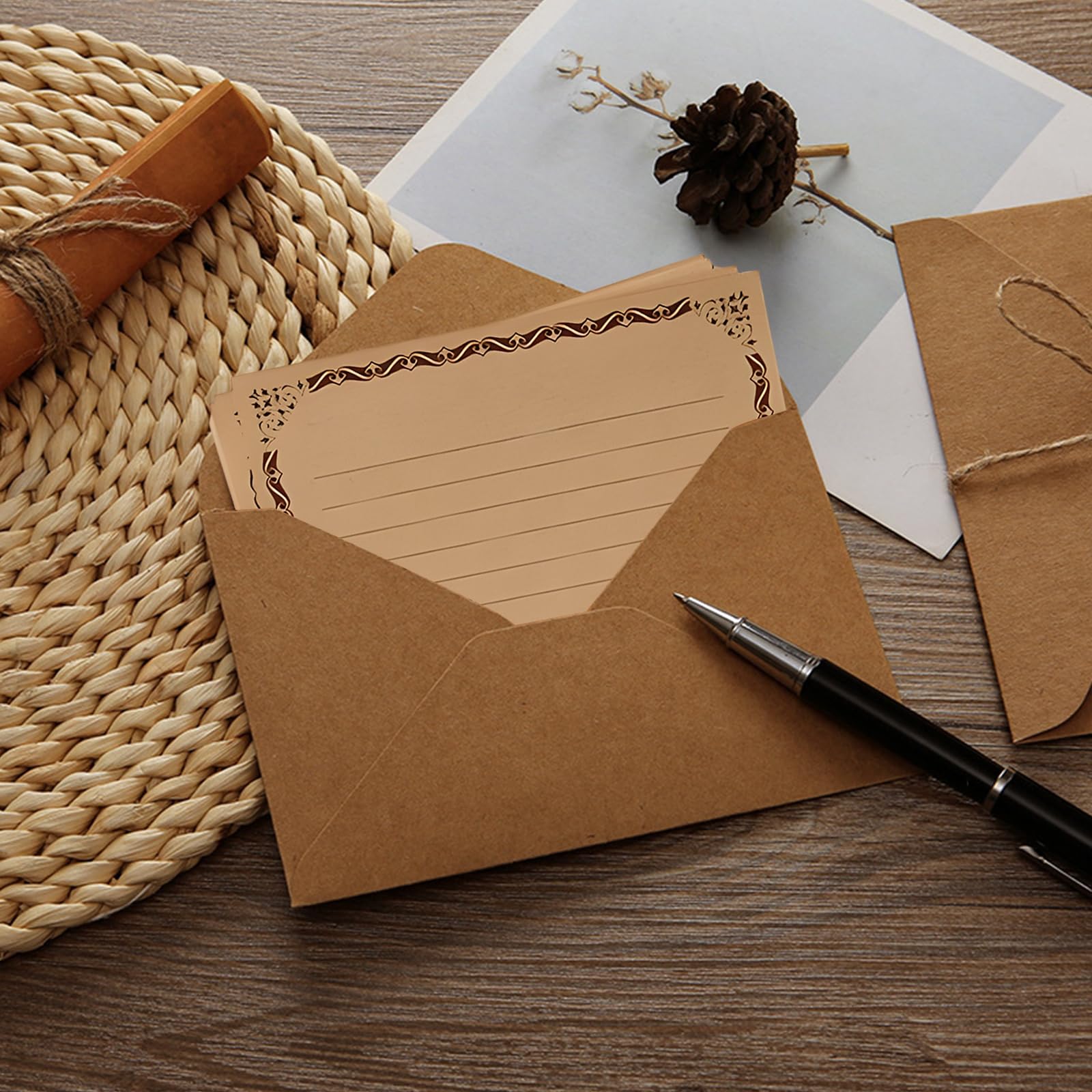 Papier à Lettres Vintage avec Enveloppes Set, Qixuer DIY pour Lettres