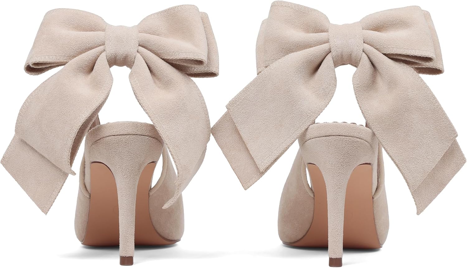 Mattiventon Slingback Heels for Women Pointed Closed Toe Stiletto Heels with Bow Tie Wedding Shoes for Bride Satin Prom Party Dress Pumps - Image 4