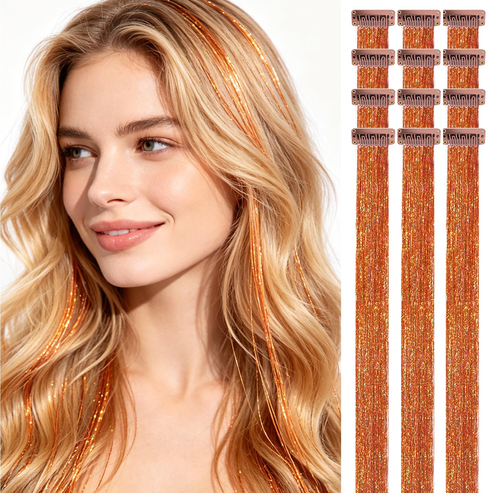 Photo 1 of HANDWIG Clip-in Hair Tinsel, 24 Inch, 12 Packs