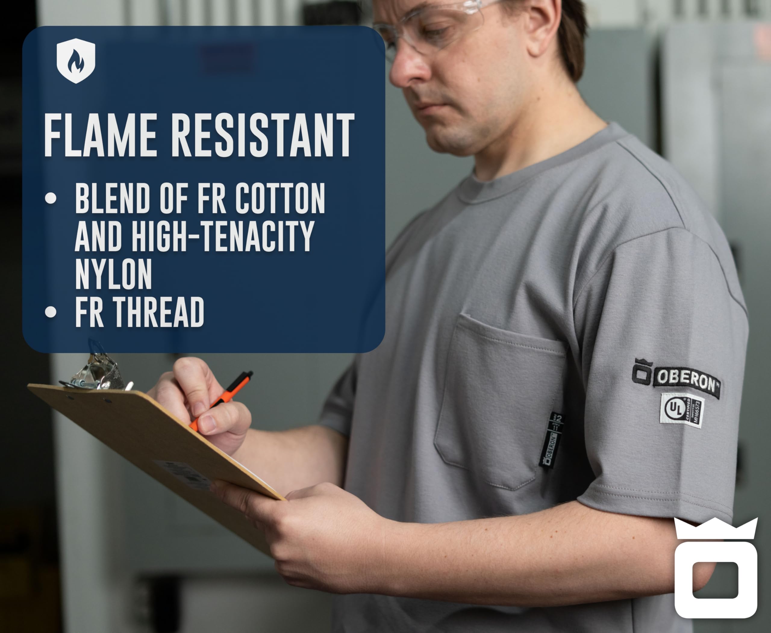 Oberon Flame Resistant Cotton Tshirt Camisa de Seguridad de Alta Visibilidad con clasificación de Arco Hombre