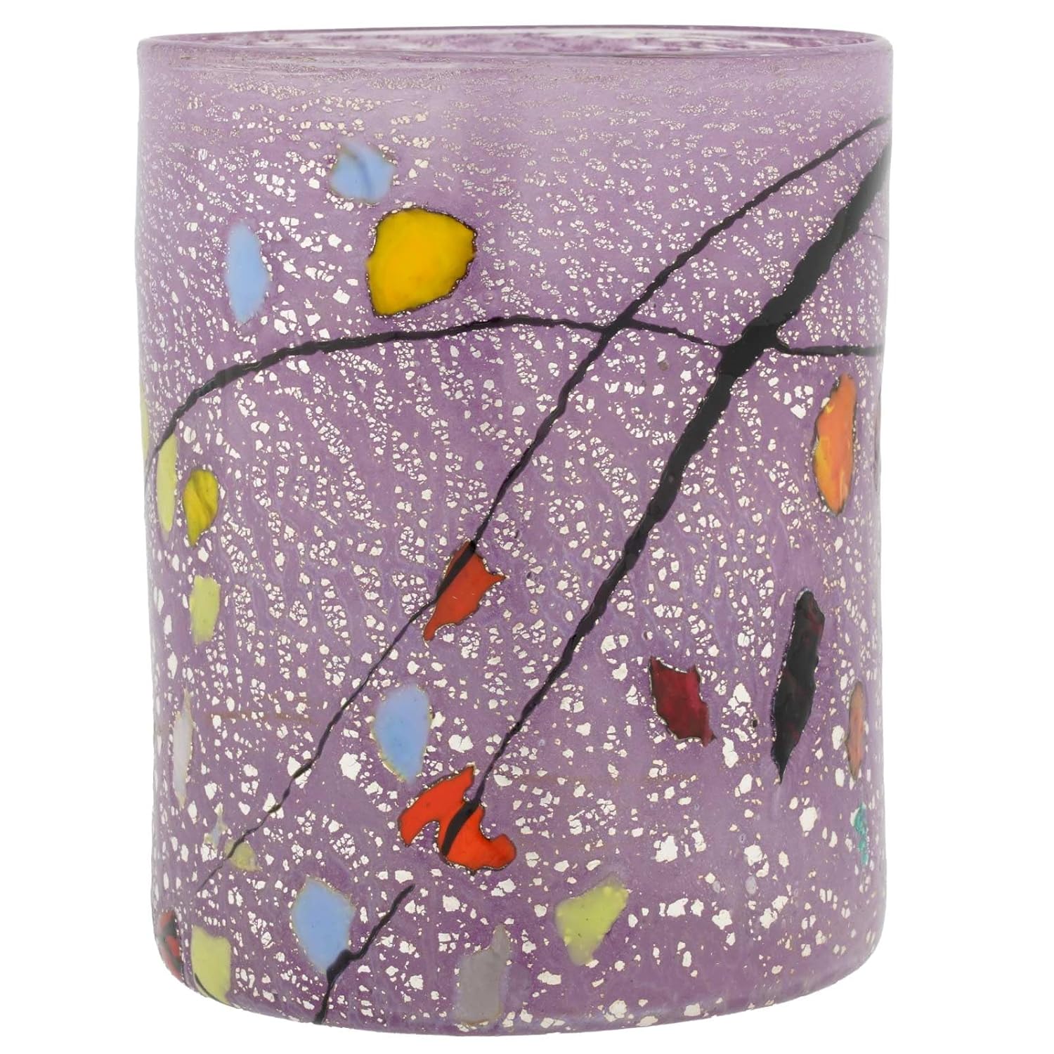 Glass Of Venice Murano Glass Kandinsky Art Theme Italian Tumbler Drinking Glass - Purple 16 oz Highball Glass