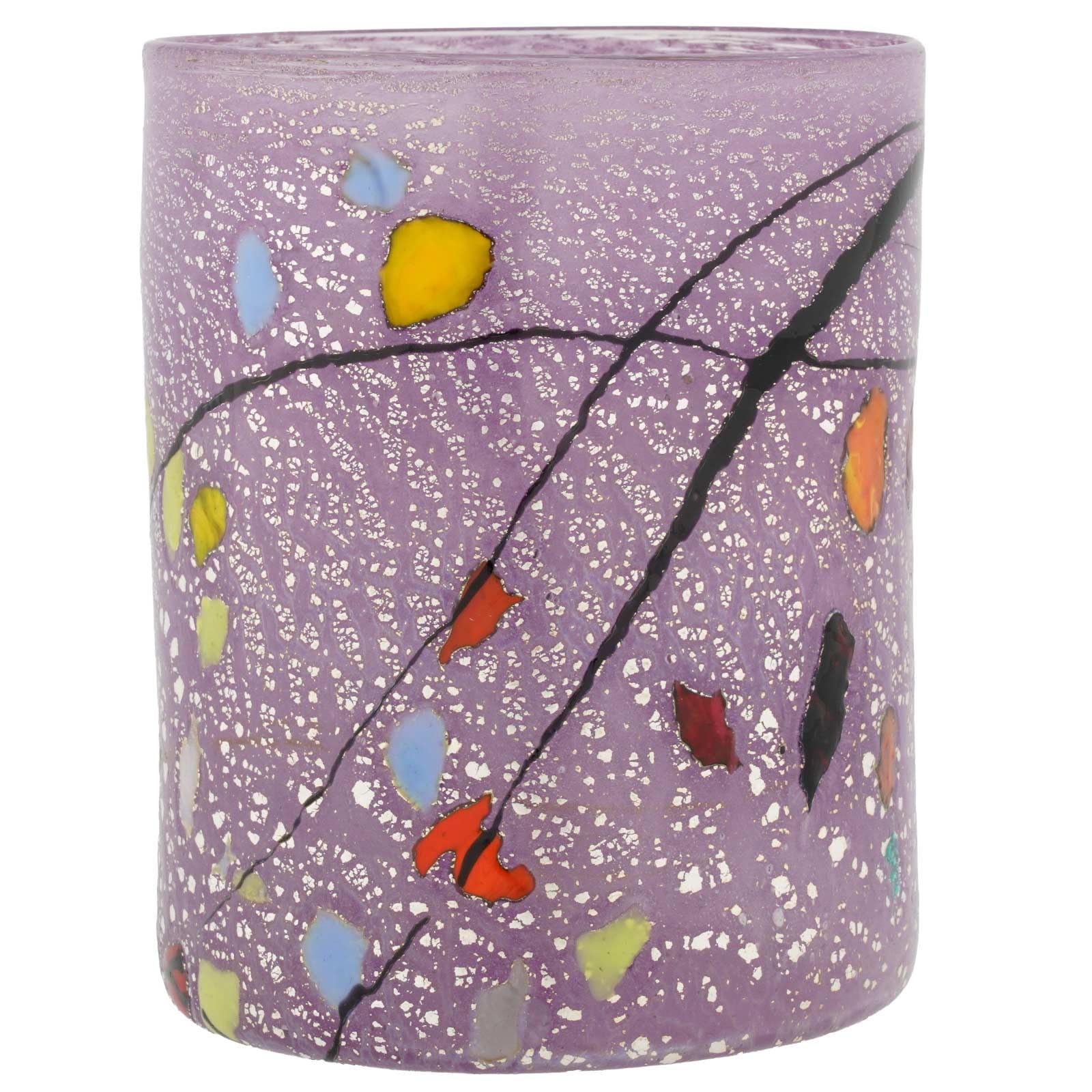 Glass Of Venice Murano Glass Kandinsky Art Theme Italian Tumbler Drinking Glass - Purple 16 oz Highball Glass