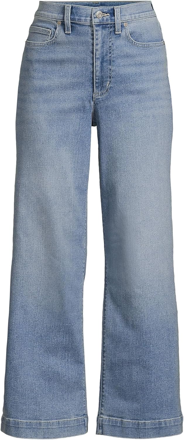 Lands' End Women's Recover Denim High Rise Wide Leg Crop Jeans - Image 3