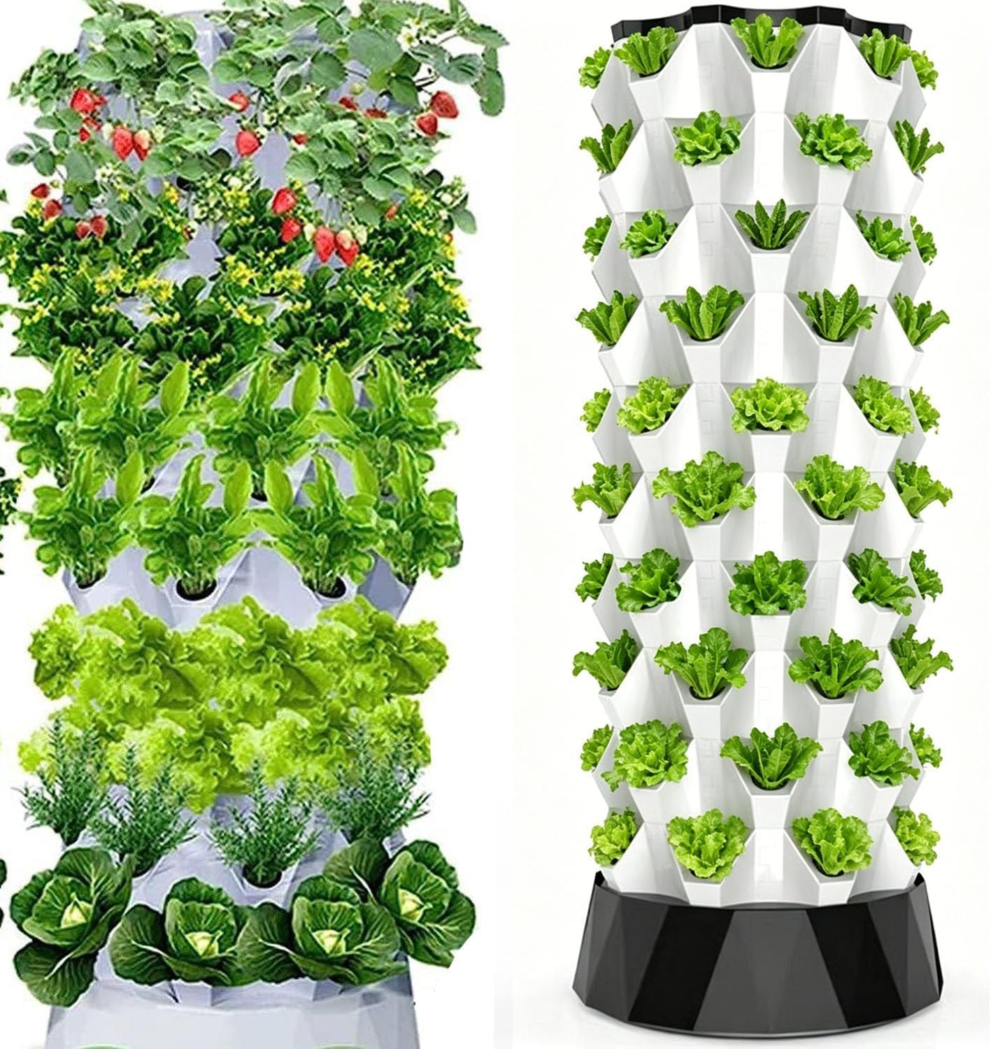 Hydroponic Growing Sytem Gardening Indoor Grow Kits Vertical Grow Tower Self-Watering Growing System15 Layer 45 Plants Sites,for Fresh Herb Garden, Fruits, Vegetables(10floors)