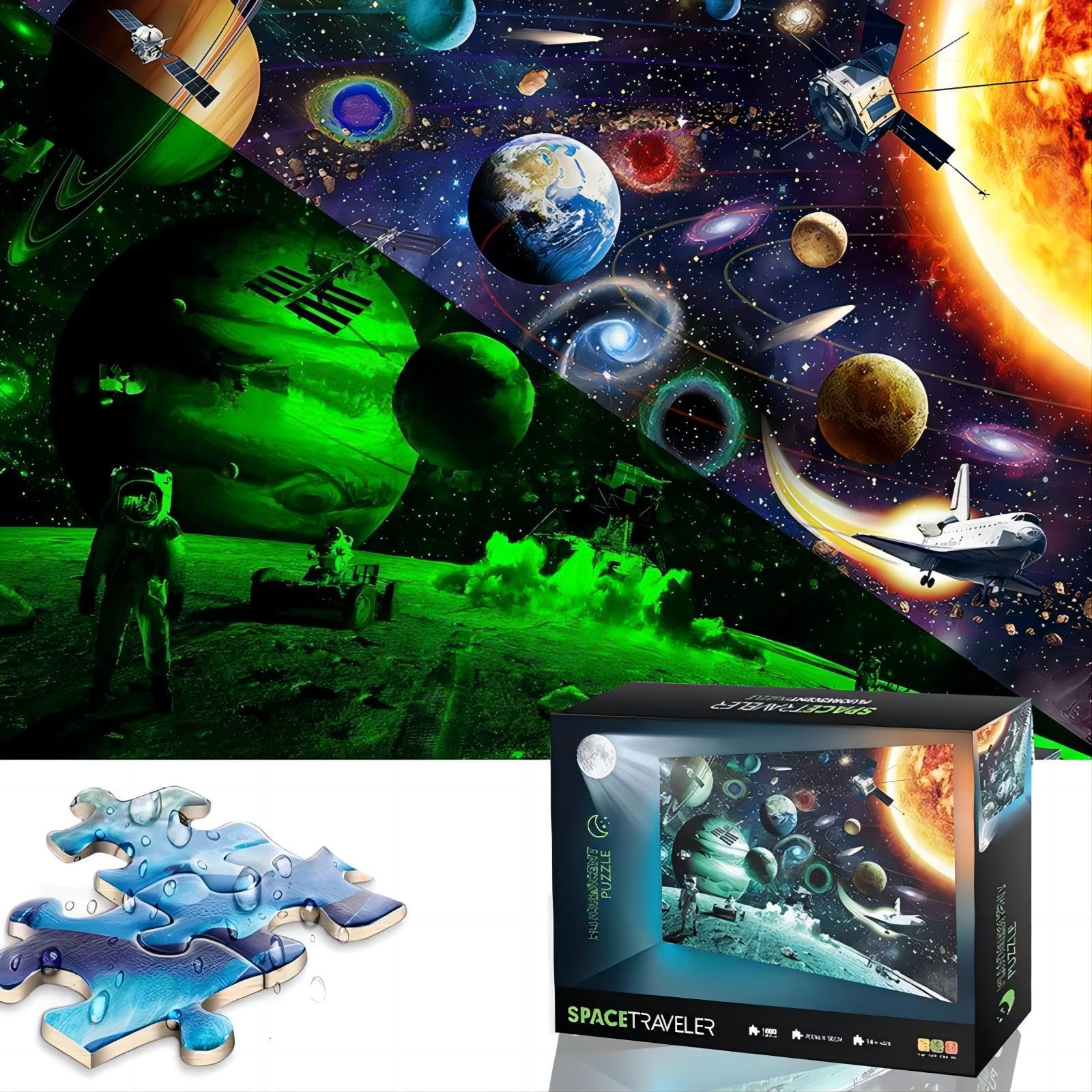 Glow in The Dark Jigsaw Puzzles,1000 Piece Puzzle for Adults - Jigsaw Puzzles Toys for Boys & Girls-Easter Birthday Gifts for Teens Toys (Space)