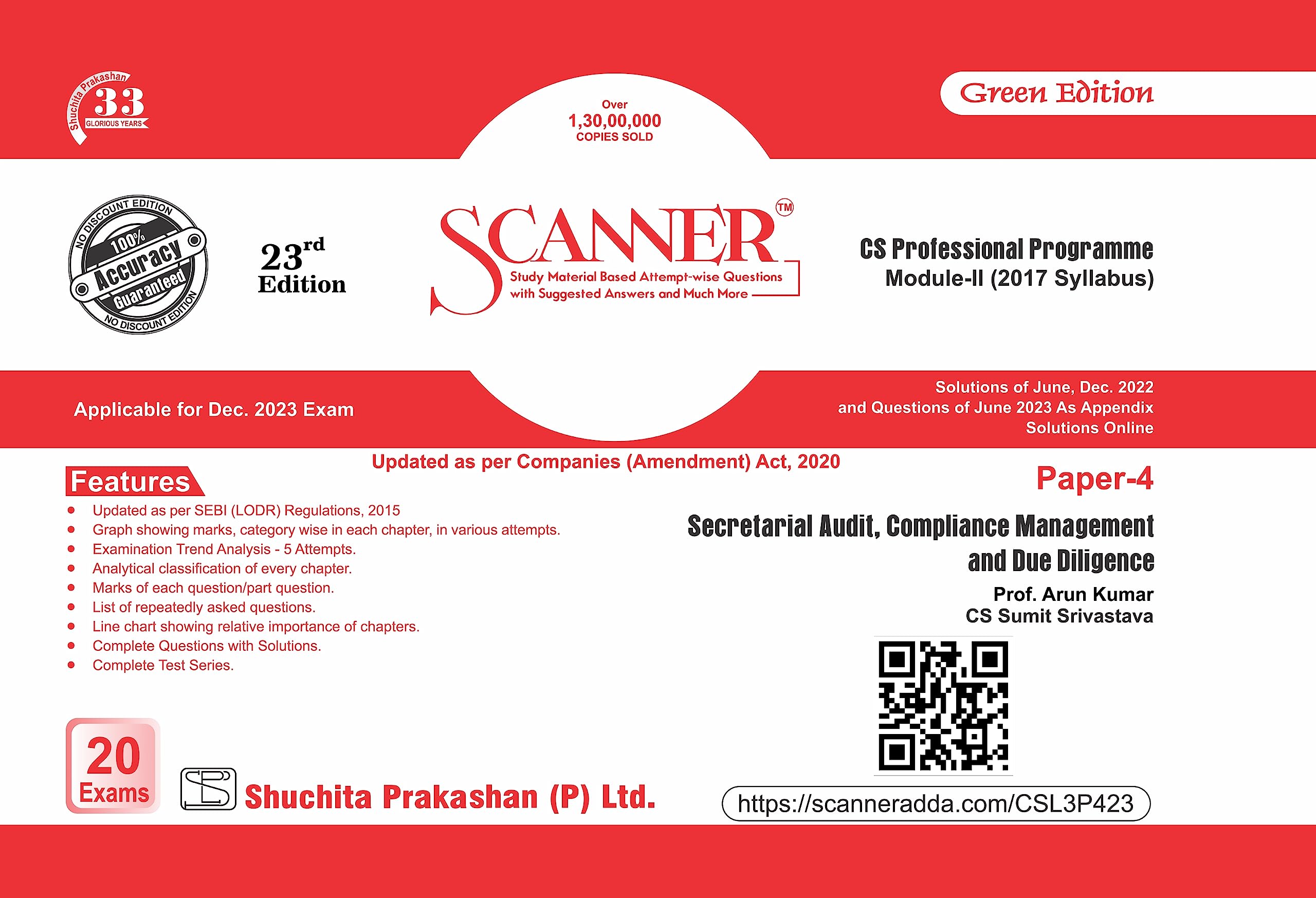 Scanner for Secretarial Audit, Compliance Management and Due Diligence (Paper 4 | Module ||) – Containing Questions of last 20 Exams | New Syllabus | CS Professional Module 2 | Dec. 2023 Exam Paperback