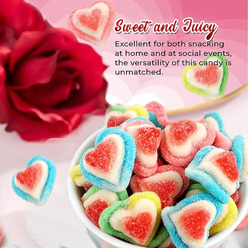 Miniatura 2 de NY SPICE SHOP Rainbow Triple Gummy Hearts - Rebanadas de fruta de gelatina - Gomitas de frutas de caramelo para los amantes de la gelatina (3 libras)