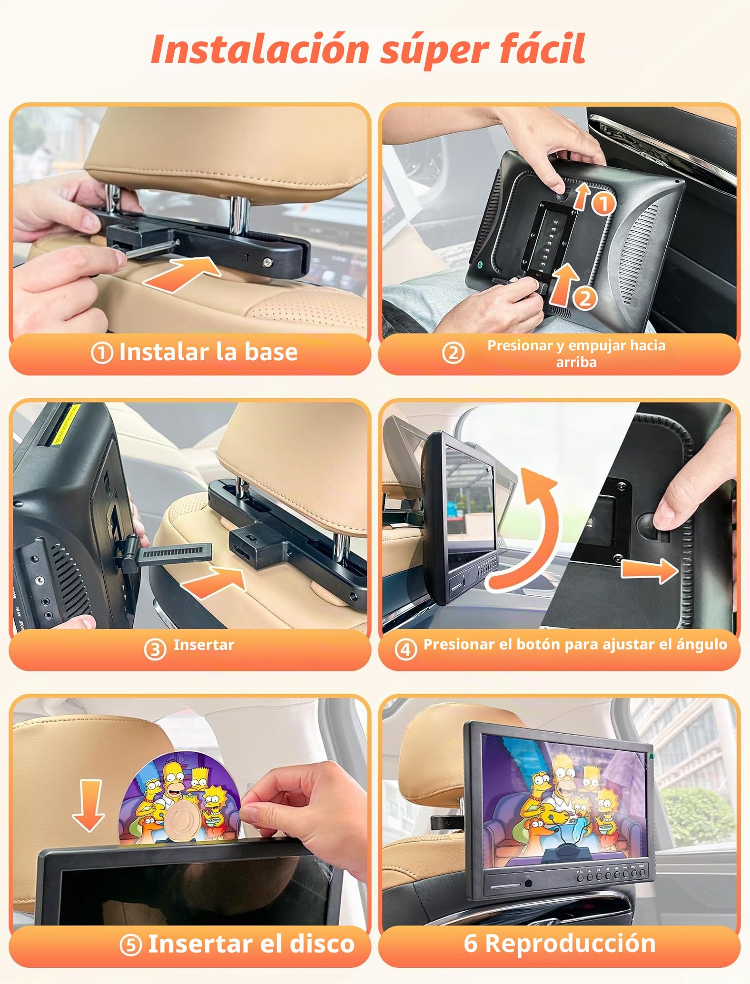 Arafuna 12.5" DVD Coche Portátil con HDMI, Reproductor de DVD para Reposacabezas con Auriculares Soporte MP4/ 1080P/ MKV/USB/SD/AVI, AV- In/out
