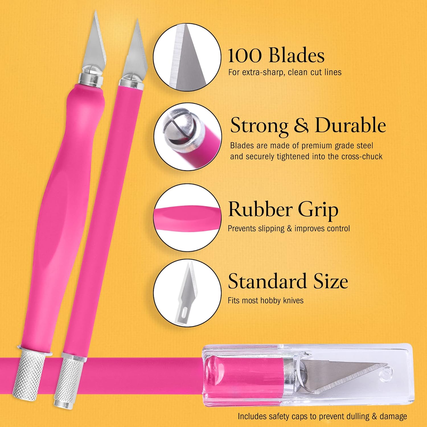 WA Portman Pink Precision Knife Set - 2 Pink Comfort Grip Precision Knives & 100 Carbon Steel Knife Blades - Craft Knife Set with 100 #11 Replacement Hobby Knife Blades - Art Knife & 100 Knife Blades : Arts, Crafts & Sewing
