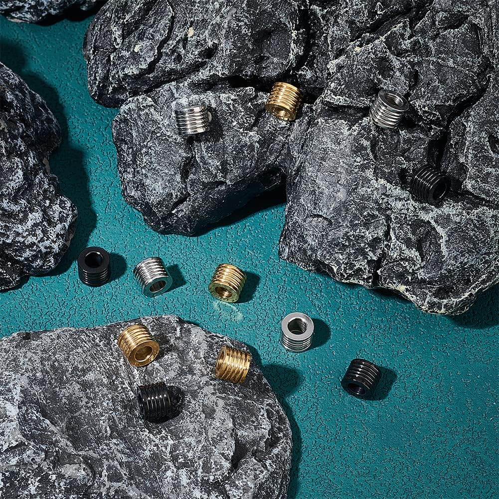 UNICRAFTALE 24pcs 3 Colors Paracord Bead Column Spacer Beads Beads 4mm Inner Stainless Steel Grooved Tube Beads Lanyard Beads for Knives Pendant Flashlight Bracelet - Image 2