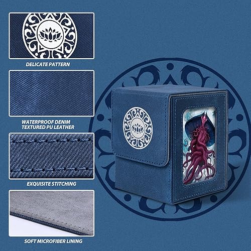 Miniatura 4 de Infinity Guard Caja de cartas para MTG, Magic Commander Deck Box se adapta a más de 200 tarjetas sin fundas para TCG CCG Trading Cards (Denim)