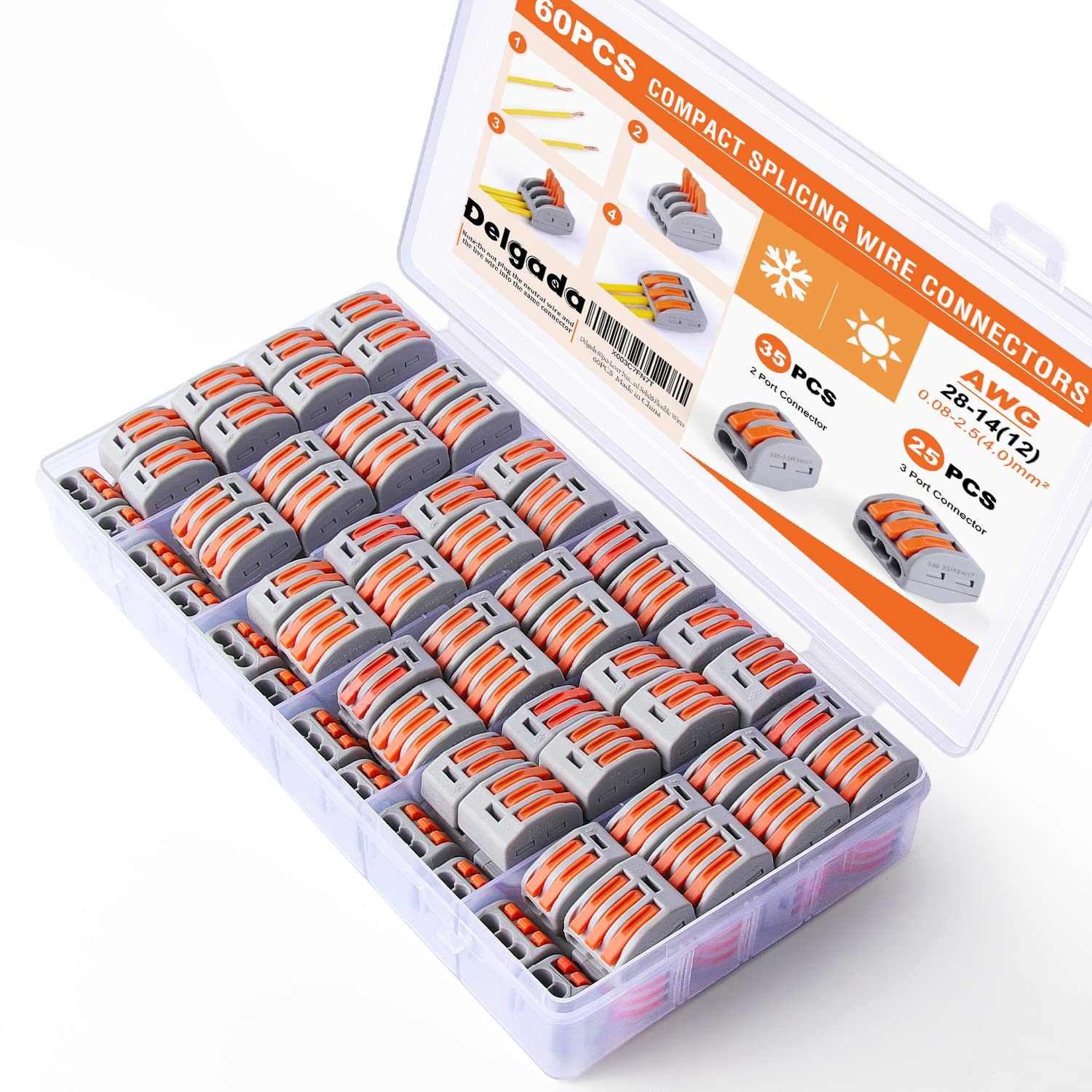Delgada 60 PCS Lever Wire Connector Nuts - electrical connectors | Mubboo