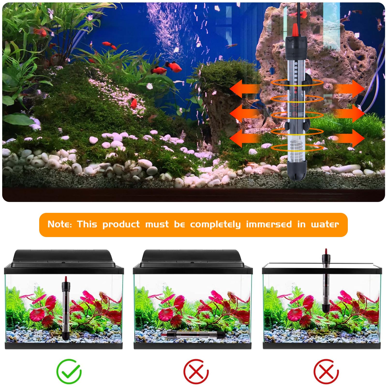 Focanet Aquarium verwarming, 30 l, 25 W, temperatuur instelbare
