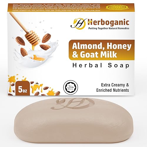 Jabón de hierbas de leche natural de cabra, almendras y miel, paquete de 1 barra de jabón de 5 onzas, barra de jabón natural, rejuvenecedor y disponible en Yaxa Costa Rica