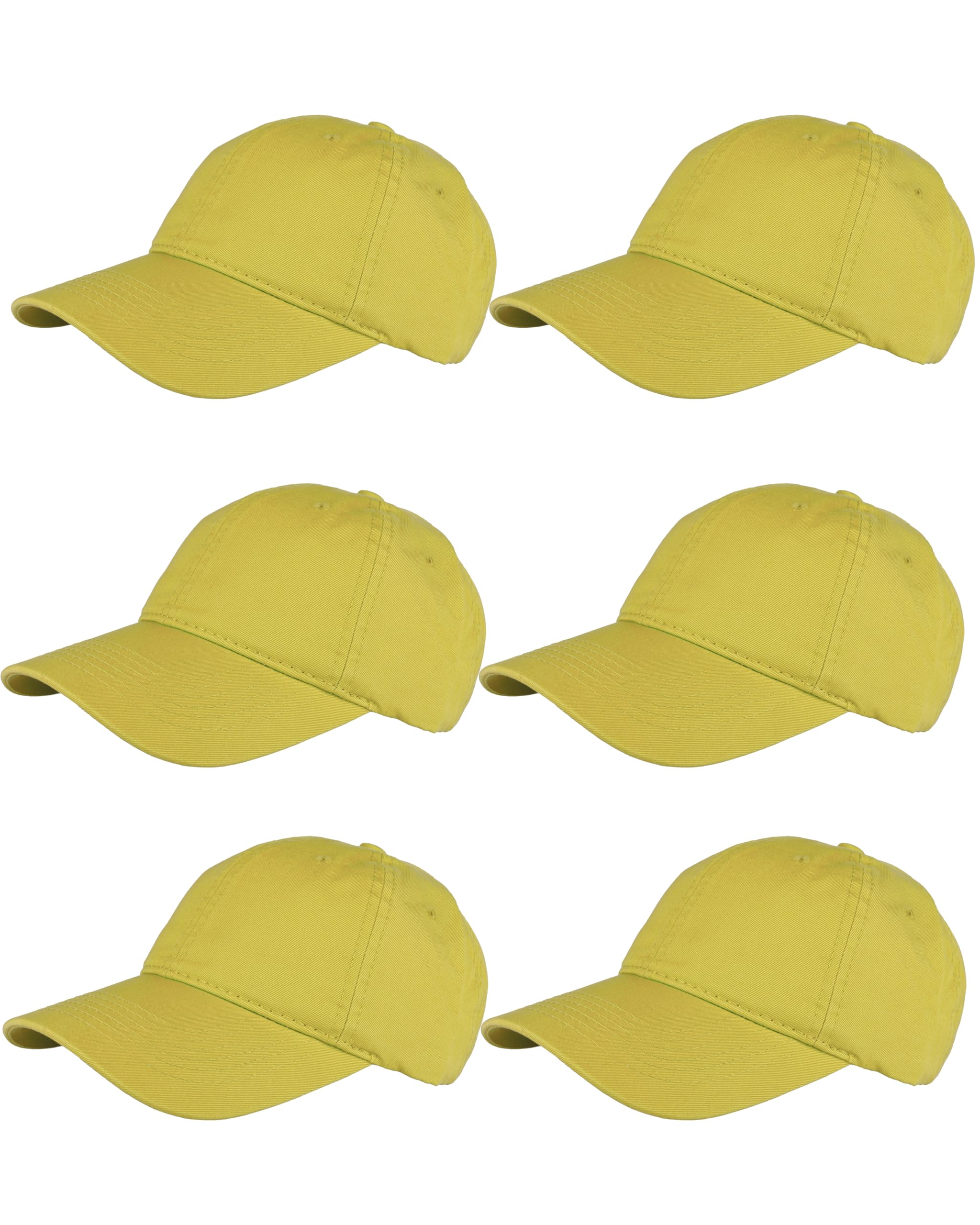 Gelante Cotton Twill Yellow Unstructured Caps 6 Pack