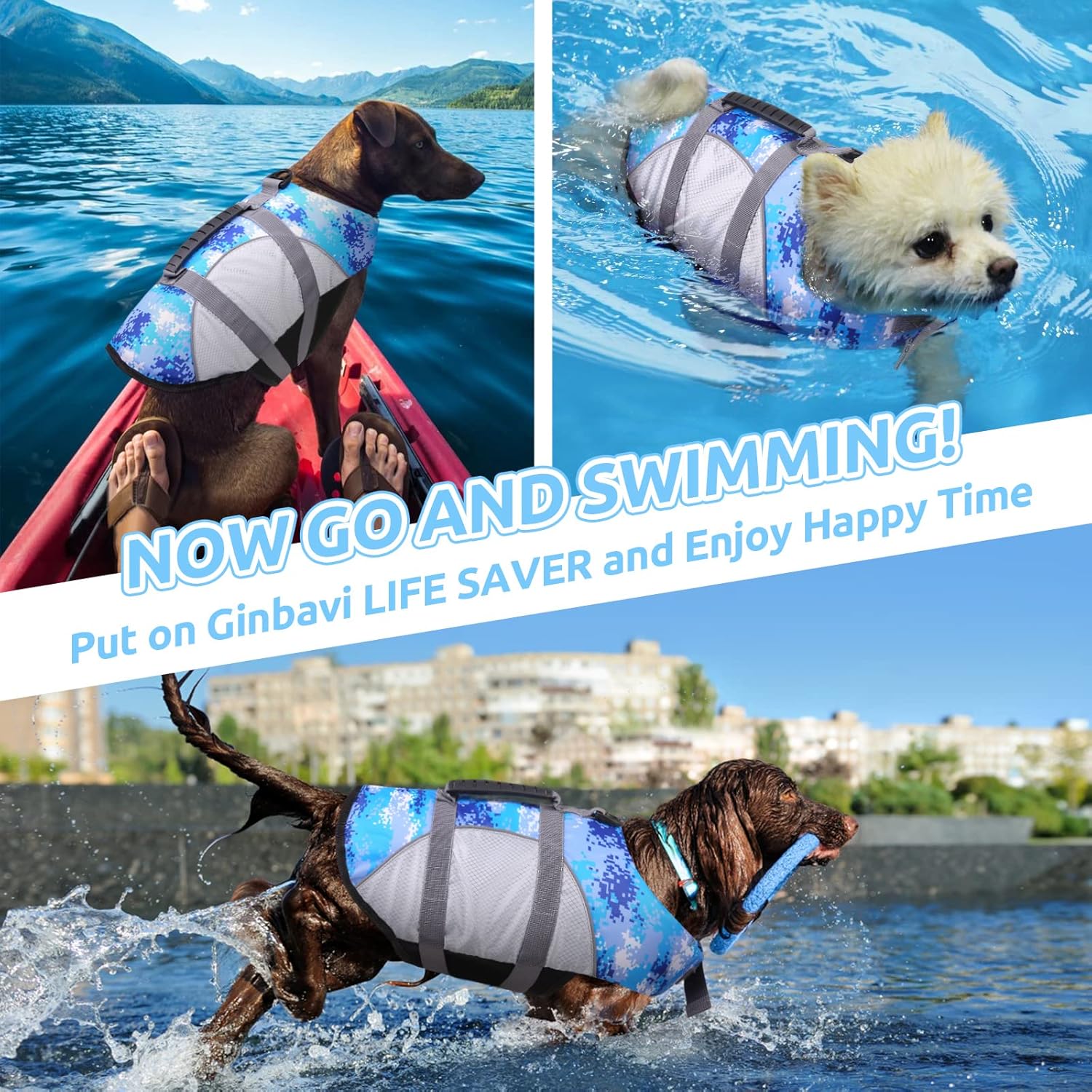 Buy Ginbavi Dog Life Jacket for Small Medium Large Dogs, Adjustable