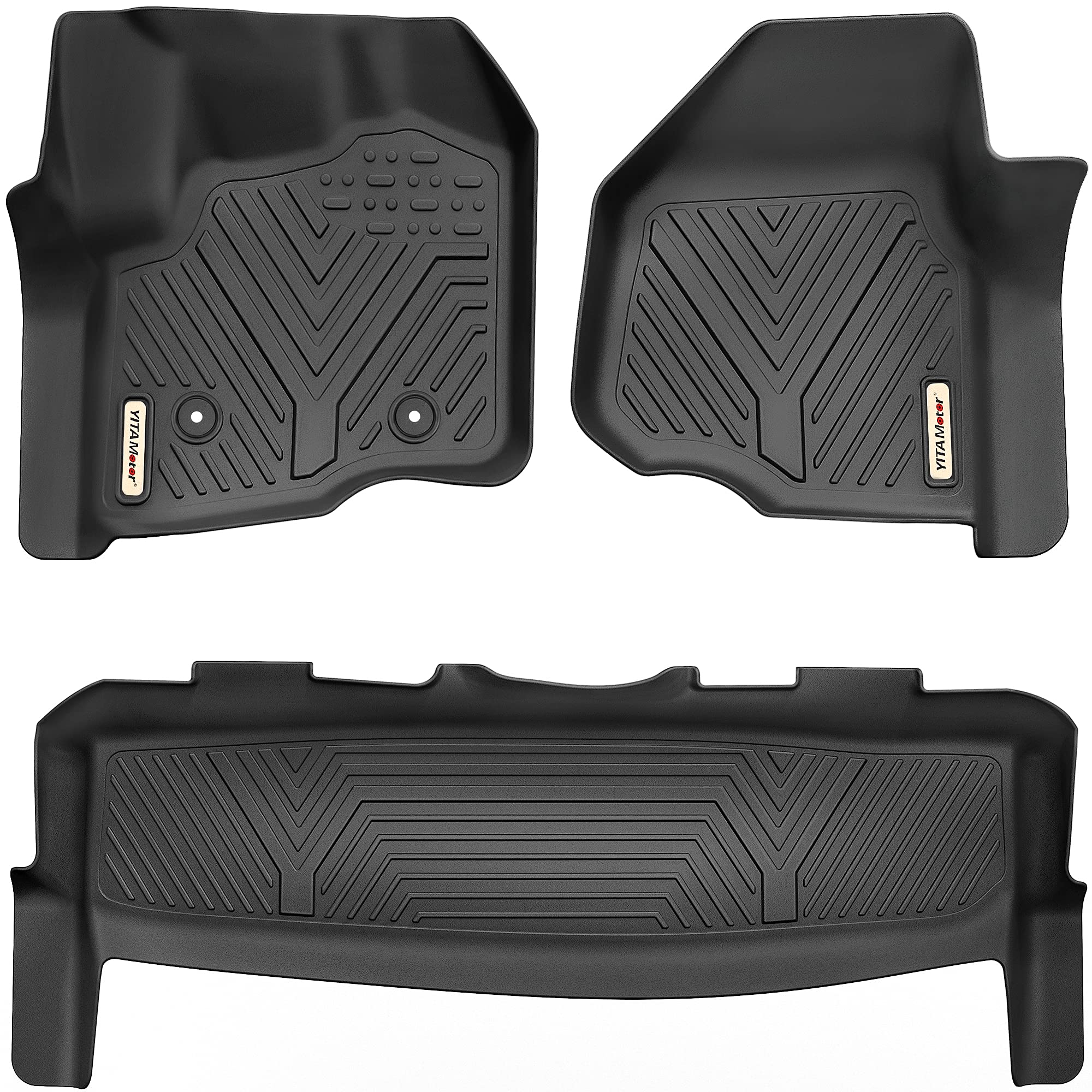YITAMOTOR Floor Mats Compatible with 2012-2016 Ford F-250/F-350/F-450 SuperCrew/Crew Cab, Custom Fit 1 st & 2nd Seat 2 Row FloorLiner Set
