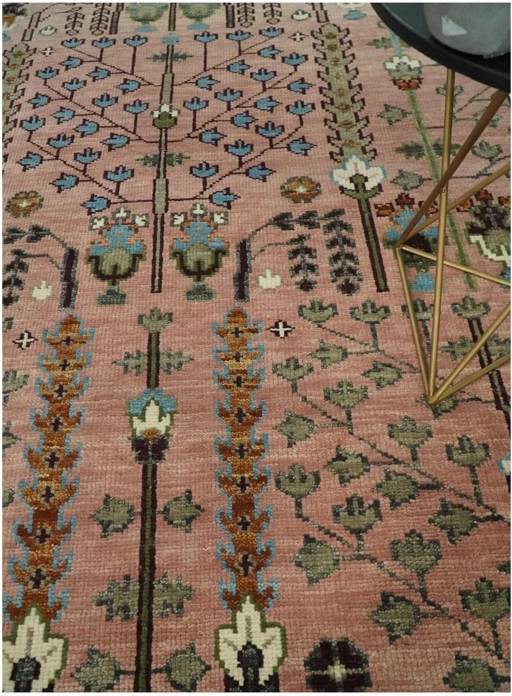 Area Rug Hand Knotted Oushak Rug for Living Room, Dining Room, Office, Bedroom, Hand Knotted Wool Rug, 9x12 feet Green
