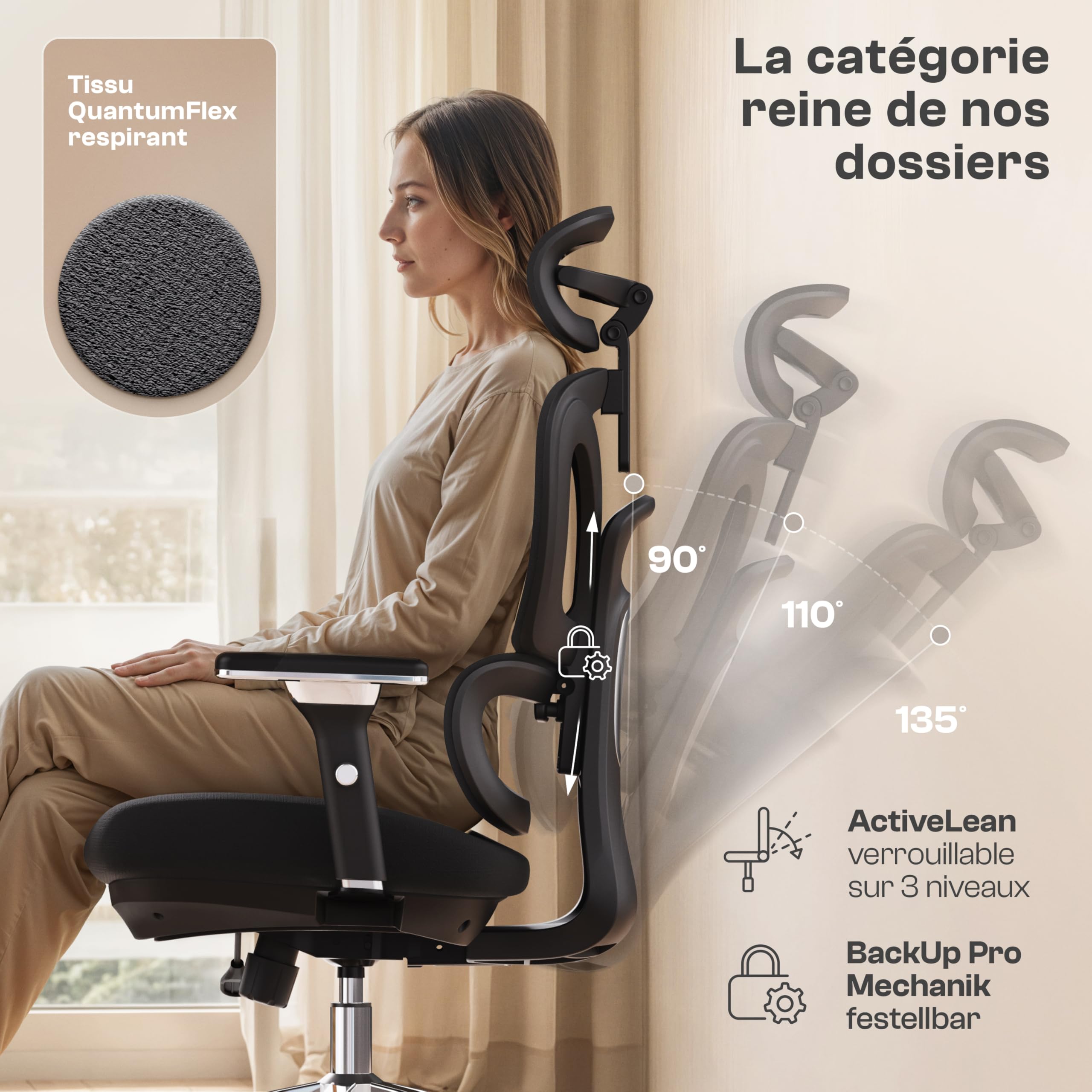 Merlin Chaise de Bureau Ergonomique [TESTÉ ET APPROUVÉ]
