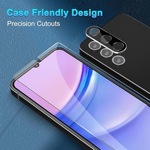 Miniatura 6 de Protector de pantalla de vidrio para Samsung Galaxy A15 con protector de lente de cámara, curvado 3D, 6.5 pulgadas 2024 9H vidrio templado para
