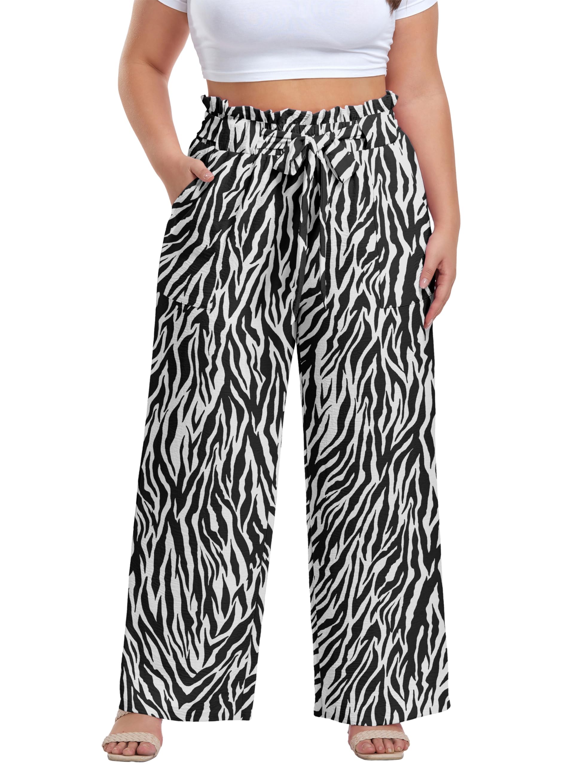 OLRIK Plus Size Pants for Women High Waisted Wide Leg Casual Palazzo Pants