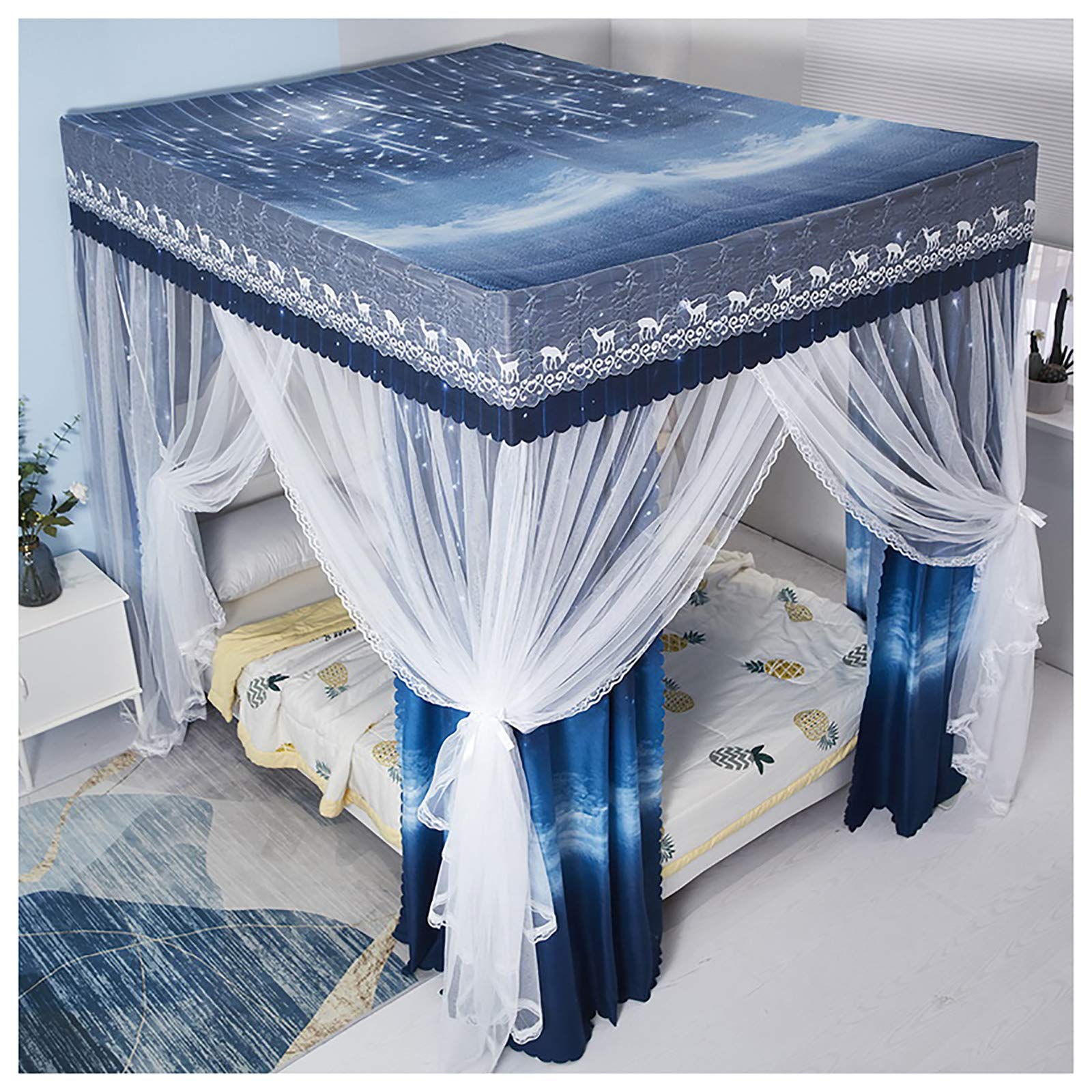 Dosel para cama de princesa 150x200 mosquitera doble con techo