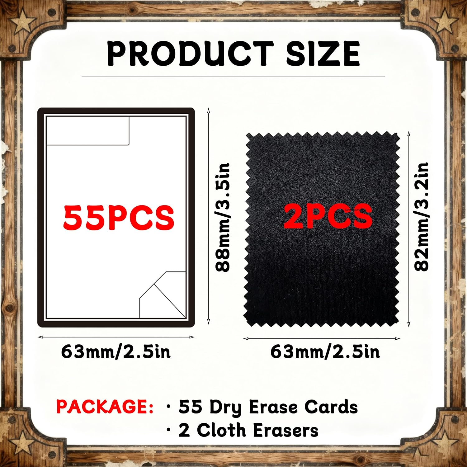 Dry Erase Tokens Set of 55 Cards with 2 Erasers Reusable Dry Erase Cards 63x88mm Double-Sided Universal Tokens Proxy Card Blank Index Token for Trading Card Games Magic Games image 2