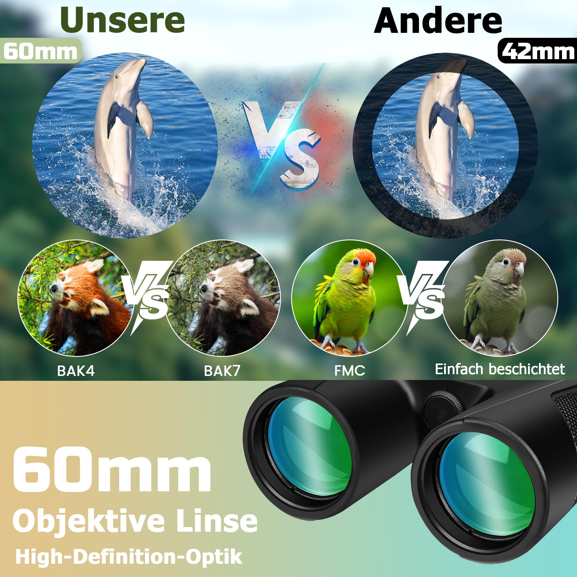 25X60 Fernglas Erwachsene FMC-Linse - Black
