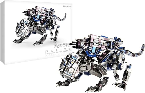 Microworld Rompecabezas de metal 3D, kit de construcción mecánico de perro de policía, rompecabezas 3D para adultos, rompecabezas desafiante,