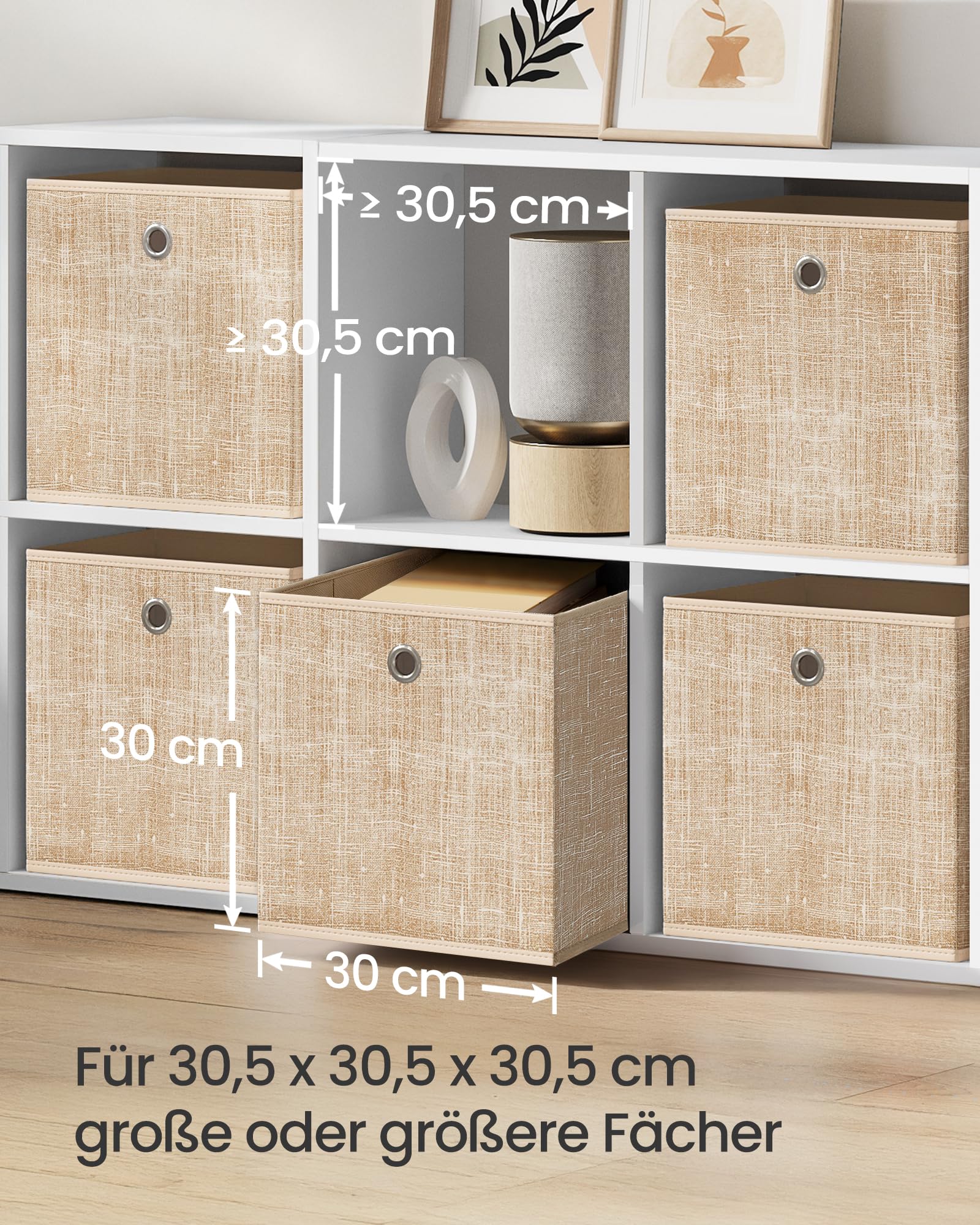 FANSU Aufbewahrungsbox Stoff Faltbar - Schubladen Organizer 33x33x38cm Orange Blume