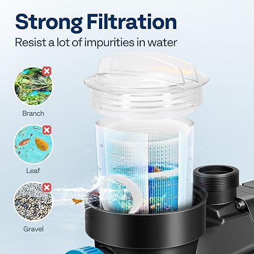 Miniatura 6 de VIVOHOME Potente bomba de piscina de 2.0 HP con temporizador para piscina enterrada de 1.5 pulgadas y 2.0 pulgadas, accesorios de tubería de PVC de