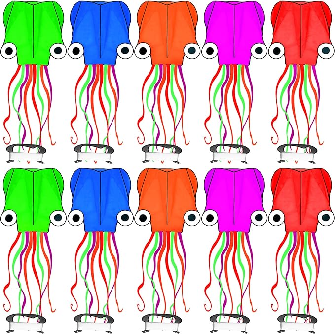 10 Pcs Large Octopus Kites, Long Tail Easy Flyer Kite Beach
