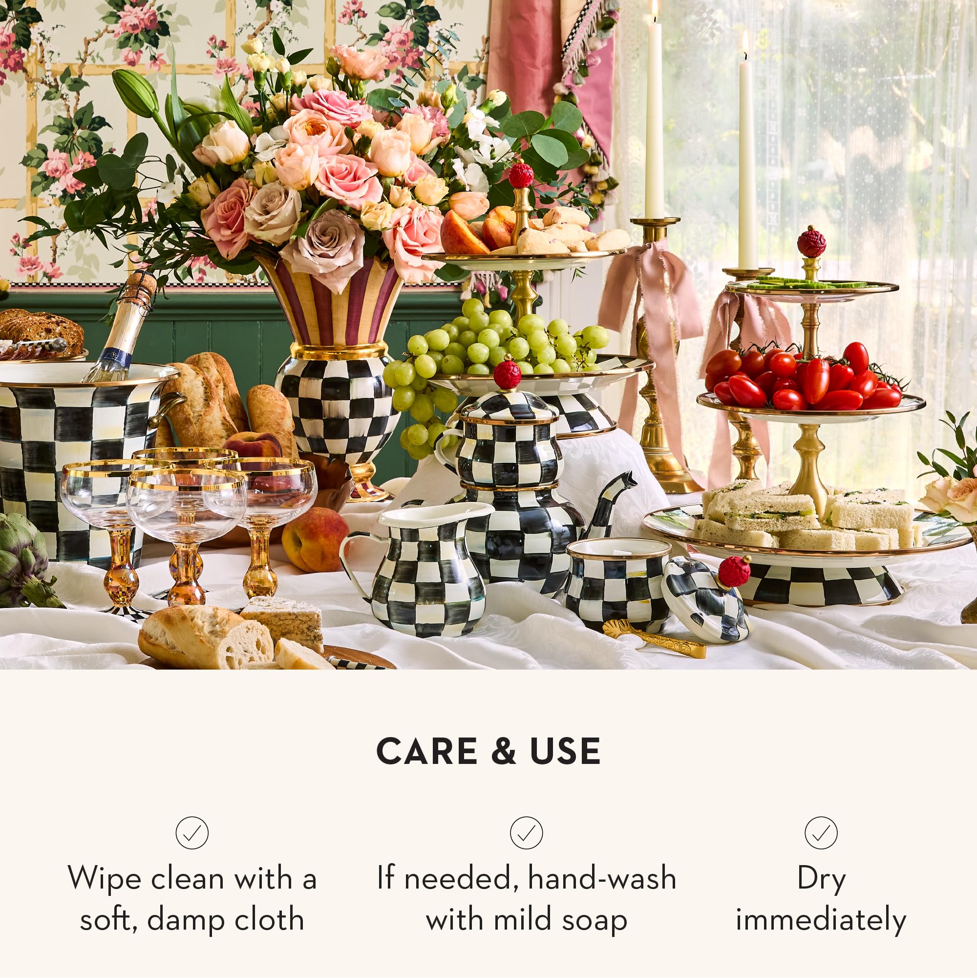 Amazon.com | MACKENZIE-CHILDS Enamel Two-Tier Sweet Stand, Two