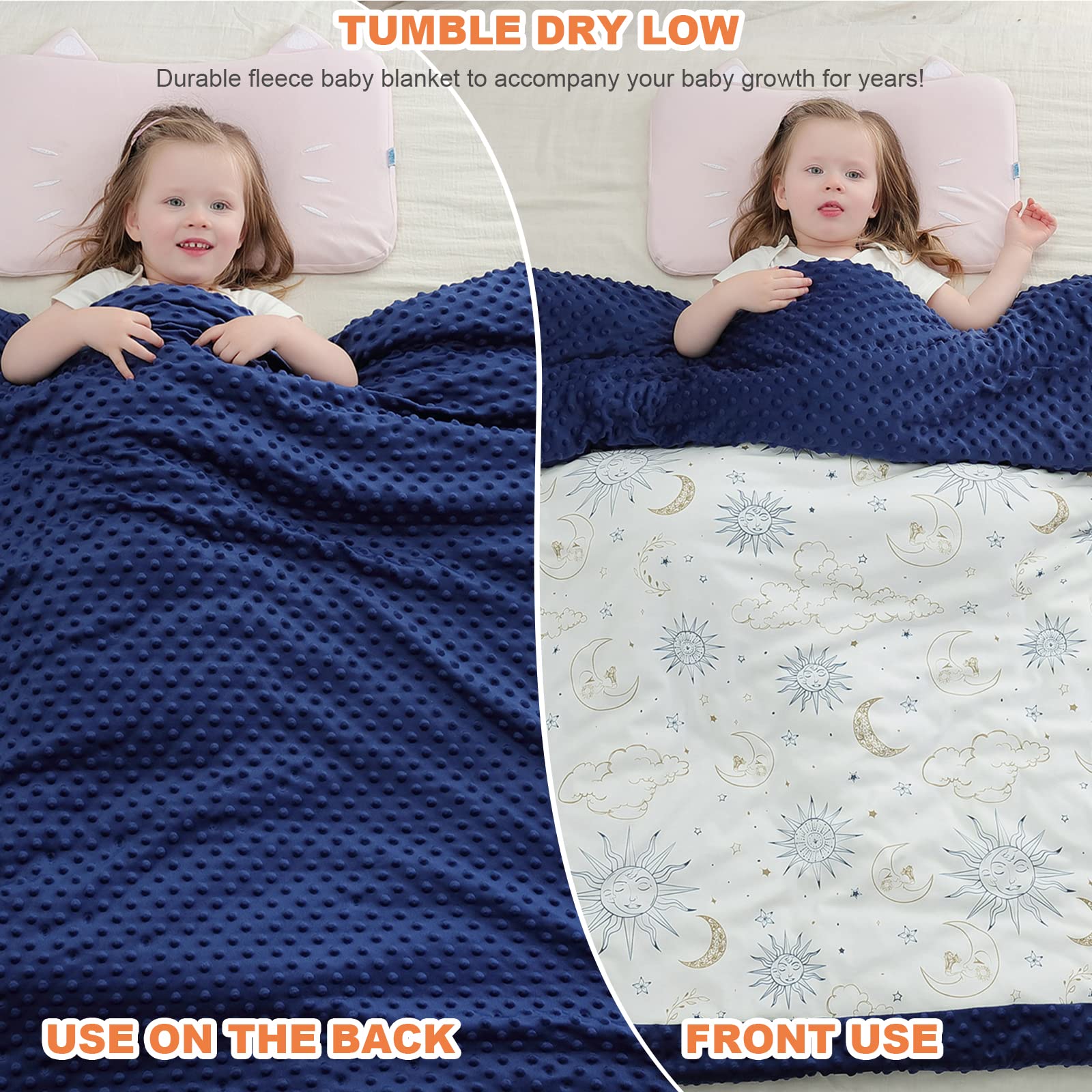 Babydecke 100% Bio Baumwolle, Kinder Kuscheldecke Minky Dots Polar Fleece Weiche Babydecke, Doppelseitige Multifunktions Baby Komfort Decke Babydecke Mädchen Junge Kuscheldecke 140x110cm