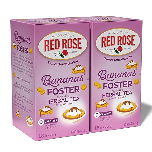 Miniatura 1 de Red Rose Sweet Temptations - Té de postre de plátanos, cero carbohidratos, cero azúcar lleno de sabor sin cafeína, delicioso té de hierbas, 18